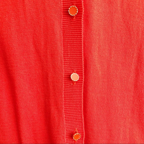 NEW Kate Spade Tomato Red Sophronits Genevieve Cotton Cardigan M - Picture 5 of 10